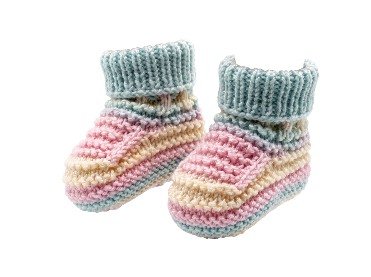 Nene Handmade Pastel Knitted Baby Booties Pair | Gradient Colors | 0-12 Months