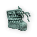 Nene Handmade Mint Green Knitted Baby Booties | Textured Pattern | 100% Organic Cotton | 0-12 Months