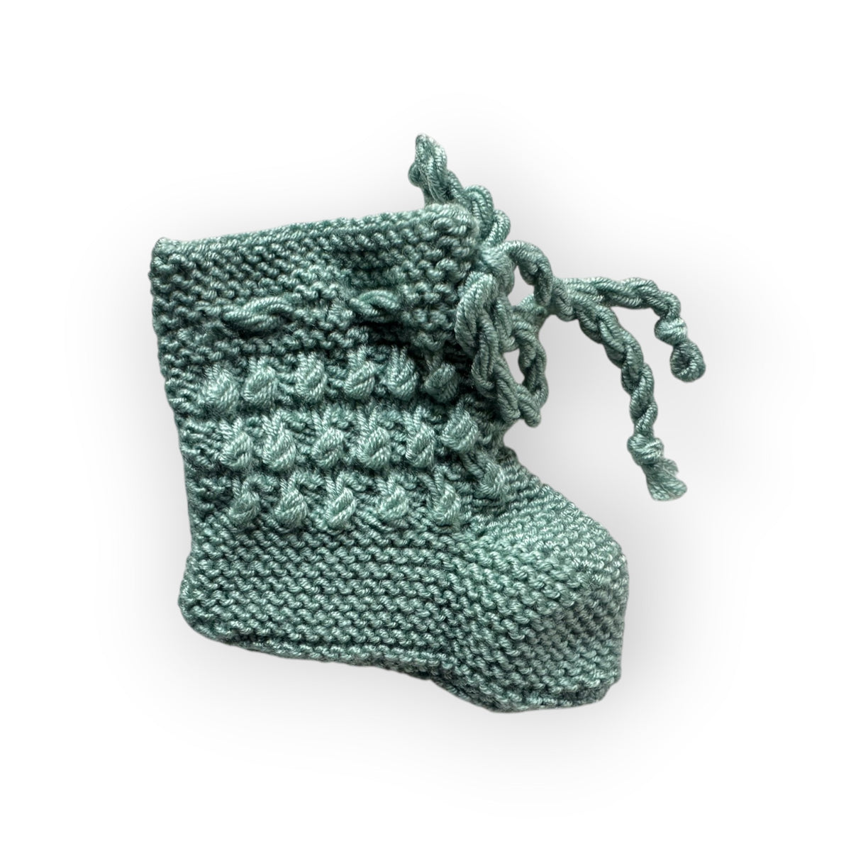 Nene Handmade Mint Green Knitted Baby Booties | Textured Pattern | 100% Organic Cotton | 0-12 Months